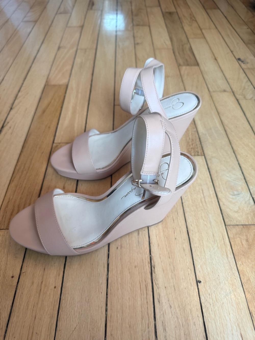 Jessica Simpson Women's Ankle-Strap Wedge Sandal in Nude - Picture 3 of 7